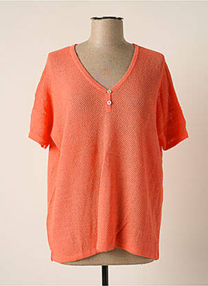 Pull col v manches courtes orange POLES femme