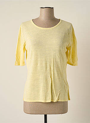 Pull tissage chiné manches courtes jaune POLES femme
