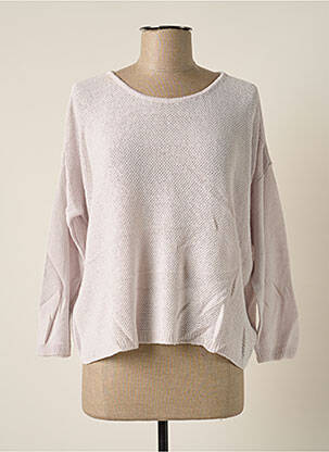 Pull maille souple et aérée manches longues rose POLES femme
