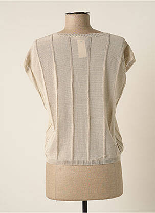 Pull col v manches courtes beige POLES femme