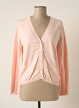 Gilet manches longues resserrée sur le bas rose MONTAGUT femme