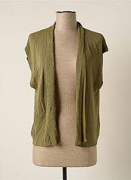 Gilet manches courtes col v vert POLES femme