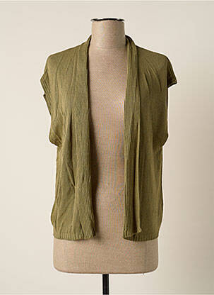 Gilet manches courtes resserrée sur le bas vert POLES femme