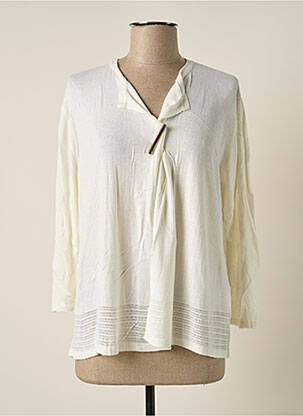Gilet manches longues col v blanc POLES femme