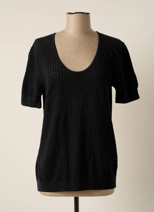Pull maille ajourée manches courtes noir MONTAGUT femme