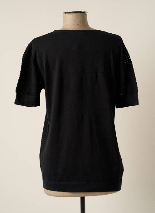 Pull maille ajourée manches courtes noir MONTAGUT femme