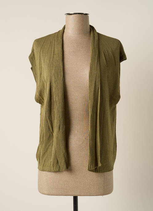 Gilet manches courtes resserrée sur le bas vert POLES femme