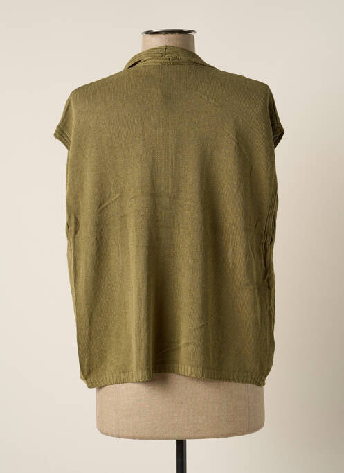 Gilet manches courtes resserrée sur le bas vert POLES femme