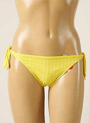 Bas de maillot de bain imprimé rayures bikini jaune CHERRY BEACH femme