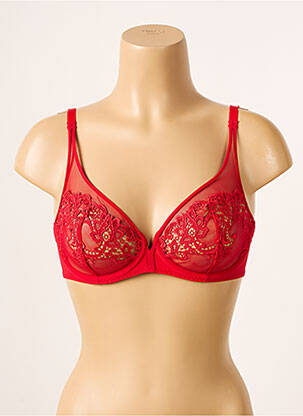 Soutien-gorge effet matière satinée haut soutien-gorge emboitant rouge SIMONE PERELE femme