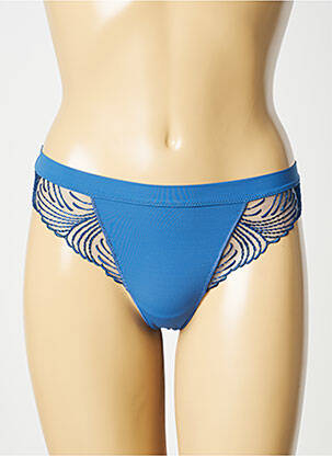Tanga effet matière satinée bleu SIMONE PERELE femme