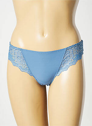 Tanga effet matière satinée bleu SIMONE PERELE femme