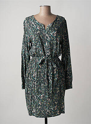 Robe mi-longue imprimé fantaisie manches longues vert DIPLODOCUS femme