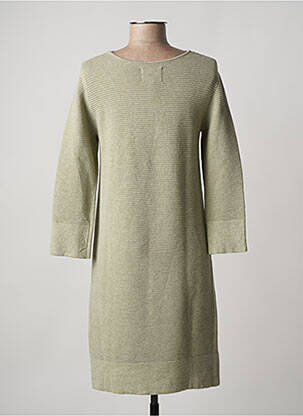Robe pull coupe droite manches longues vert YAYA femme