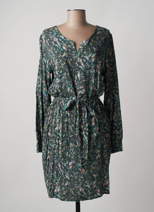 Robe mi-longue imprimé fantaisie manches longues vert DIPLODOCUS femme