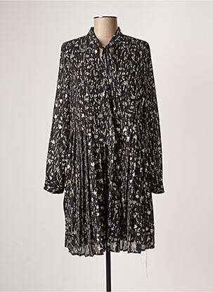 Robe courte coupe évasée manches longues noir CHERRY PARIS femme