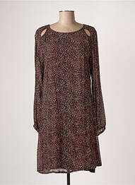 Robe mi-longue coupe fluide manches longues marron CREAM femme