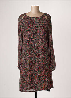 Robe mi-longue coupe fluide manches longues marron CREAM femme