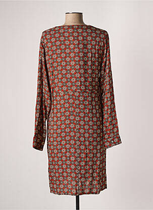Robe mi-longue coupe fluide manches longues marron DIPLODOCUS femme