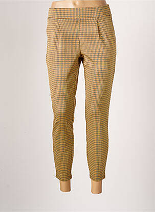Pantalon chino tissage popeline taille normale jaune ICHI femme