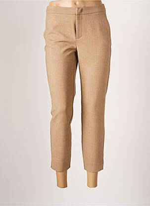 Pantalon 7/8 fermeture zippée sous rabat avec crochet taille normale beige YAYA femme