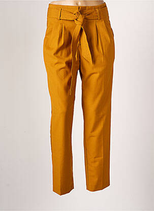 Pantalon droit fermeture zippée sous rabat avec crochet taille normale jaune GRACE & MILA femme