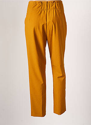 Pantalon droit fermeture zippée sous rabat avec crochet taille normale jaune GRACE & MILA femme