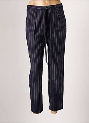 Pantalon droit tissage crêpe taille haute bleu LA PETITE ETOILE femme