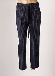 Pantalon droit tissage crêpe taille haute bleu LA PETITE ETOILE femme
