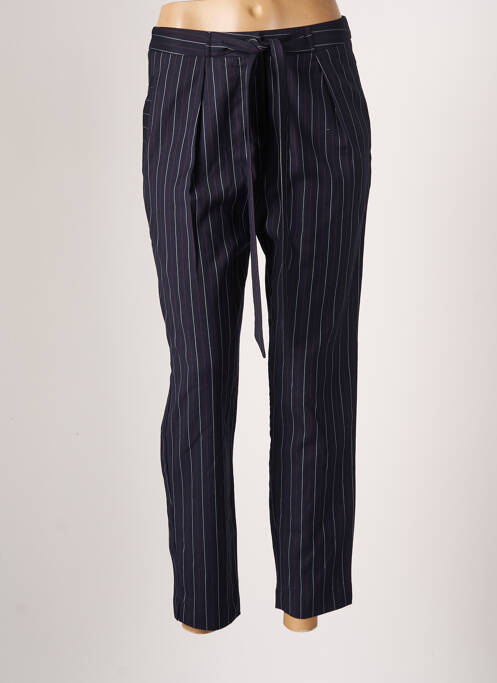 Pantalon droit tissage crêpe taille haute bleu LA PETITE ETOILE femme