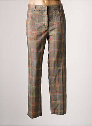 Pantalon droit stretch taille normale marron F.A.M. femme