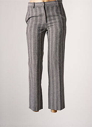Pantalon droit fermeture zippée sous rabat avec crochet taille normale noir F.A.M. femme