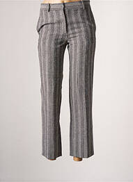 Pantalon droit fermeture zippée sous rabat avec crochet taille normale noir F.A.M. femme