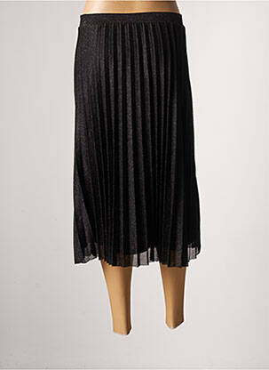 Jupe mi-longue stretch noir ICHI femme