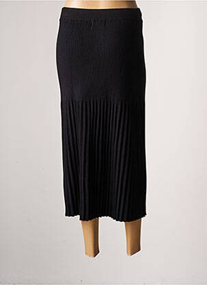Jupe mi-longue coupe droite évasée sur le bas noir CHERRY PARIS femme