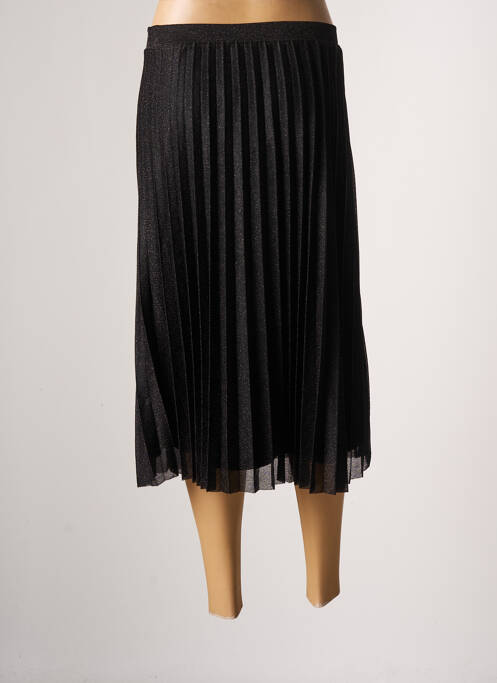 Jupe mi-longue noir ICHI pour femme