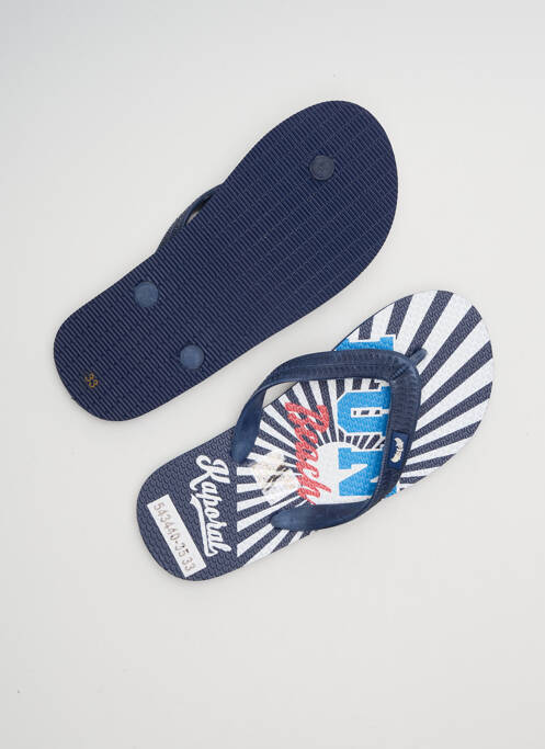 Tongs tissage satiné bout ouvert bleu KAPORAL garcon