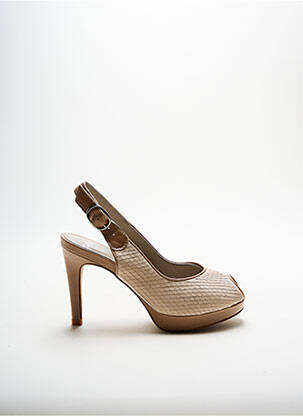 Sandales/nu pieds tissage satiné talon de 7 à 9cm beige PERLATO femme