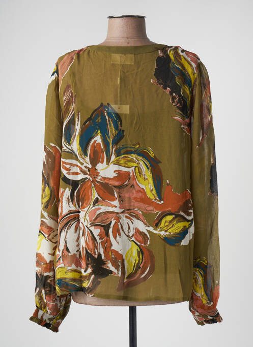 Blouse légère et transparente manches longues vert CREAM femme