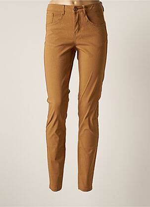 Pantalon slim tissage popeline taille haute marron CREAM femme