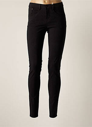 Pantalon slim tissage popeline taille haute noir CREAM femme