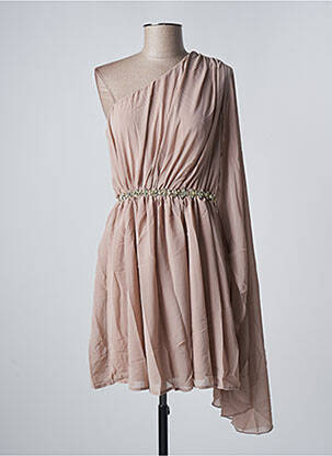 Robe courte coupe évasée sans manche beige TENTATION femme