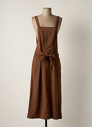 Robe longue coupe cintrée fines bretelles marron LOLA ESPELETA femme