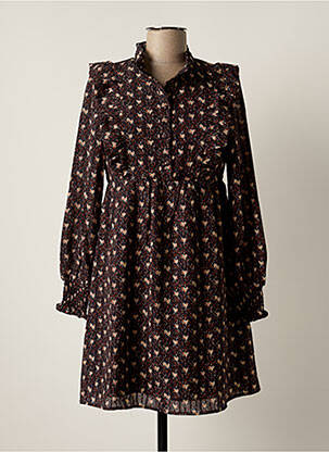 Robe courte coupe évasée manches longues noir MOLLY BRACKEN femme