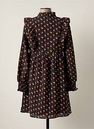 Robe courte coupe évasée manches longues noir MOLLY BRACKEN femme