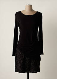 Robe courte manches longues manches longues noir MASSANA femme