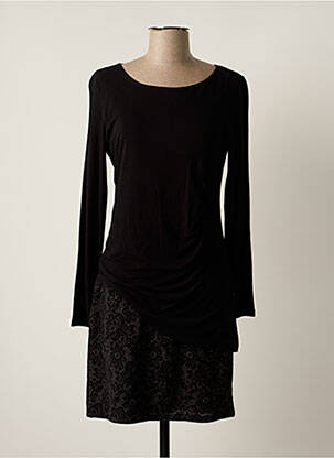 Robe courte manches longues manches longues noir MASSANA femme