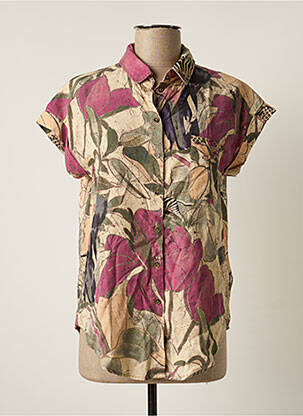 Chemisier imprimé fleurs manches courtes violet DESIGUAL femme