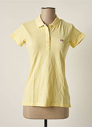 Polo broderie motifs brodés manches courtes jaune TEDDY SMITH femme