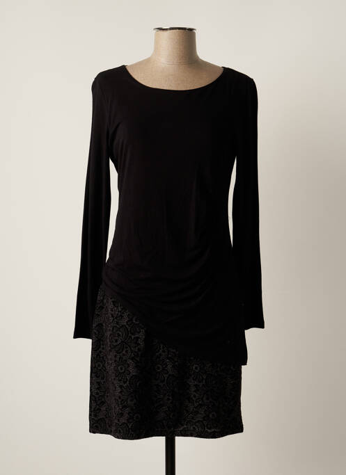 Robe courte manches longues manches longues noir MASSANA femme